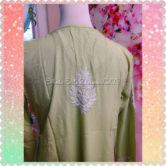 New Size M mint green chikankari embroidered kurti top- Only - Picture 10 of 10